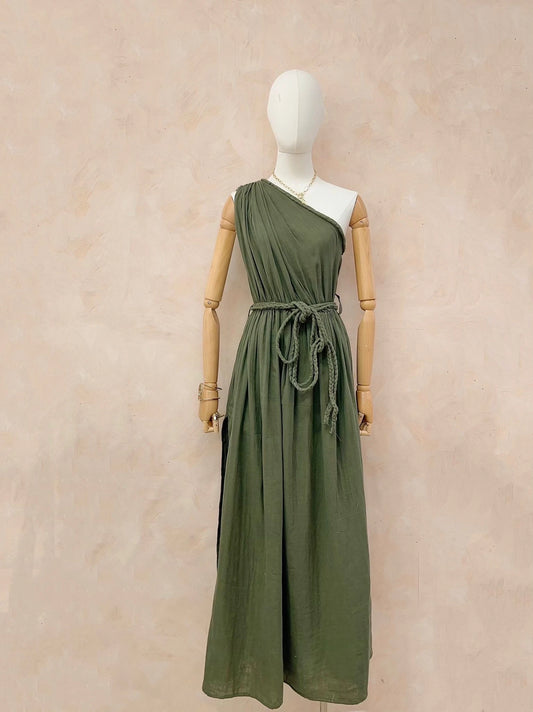 Robe longue en coton et ceinture