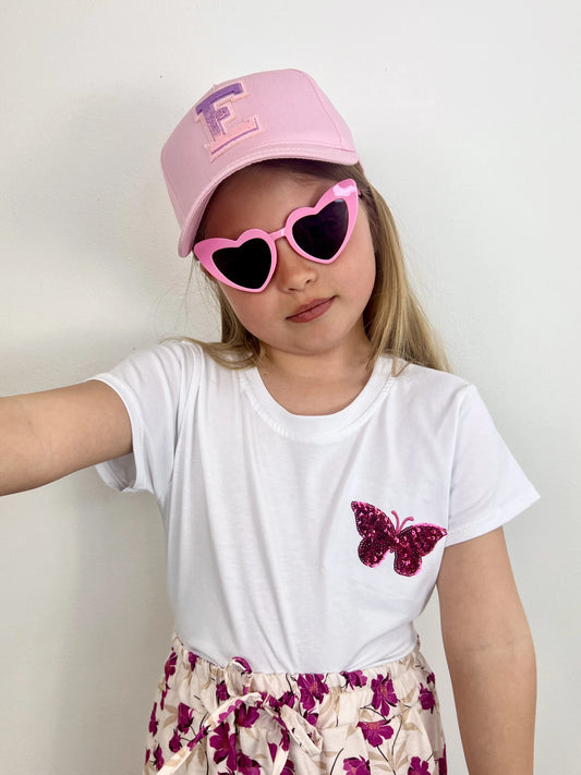 T-shirt en coton avec papillon en sequin pour fille