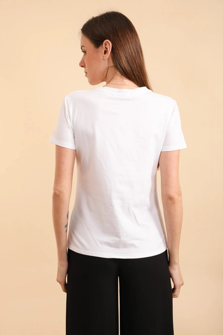 T-shirt en coton fleur roses en sequin