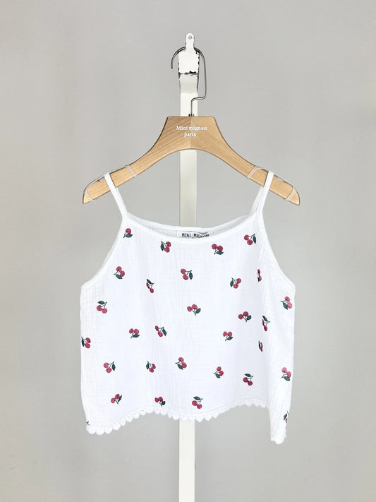 Top en gaze de coton imprimé pour fille