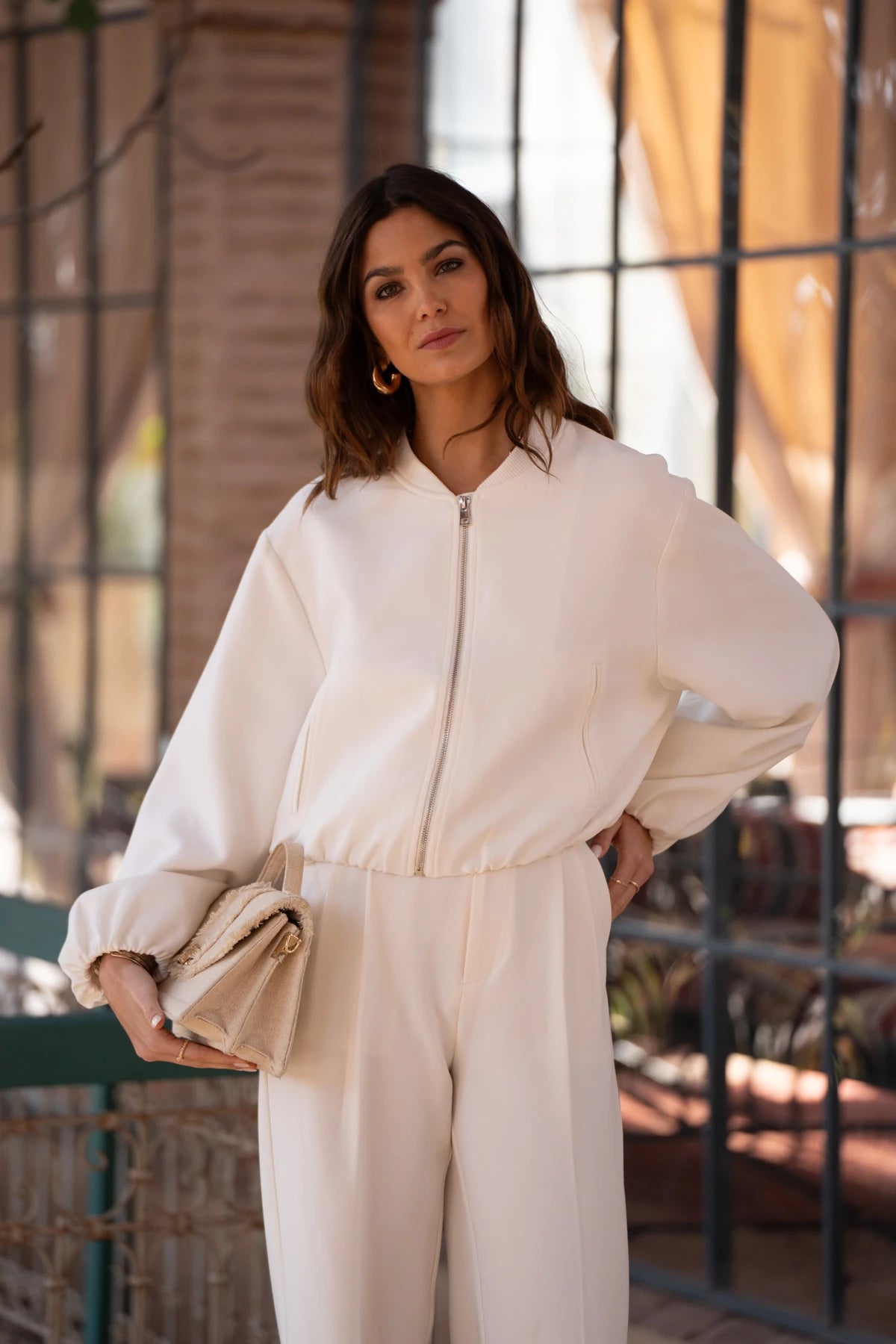 [Aura] Veste bombers cropped col bord-côte