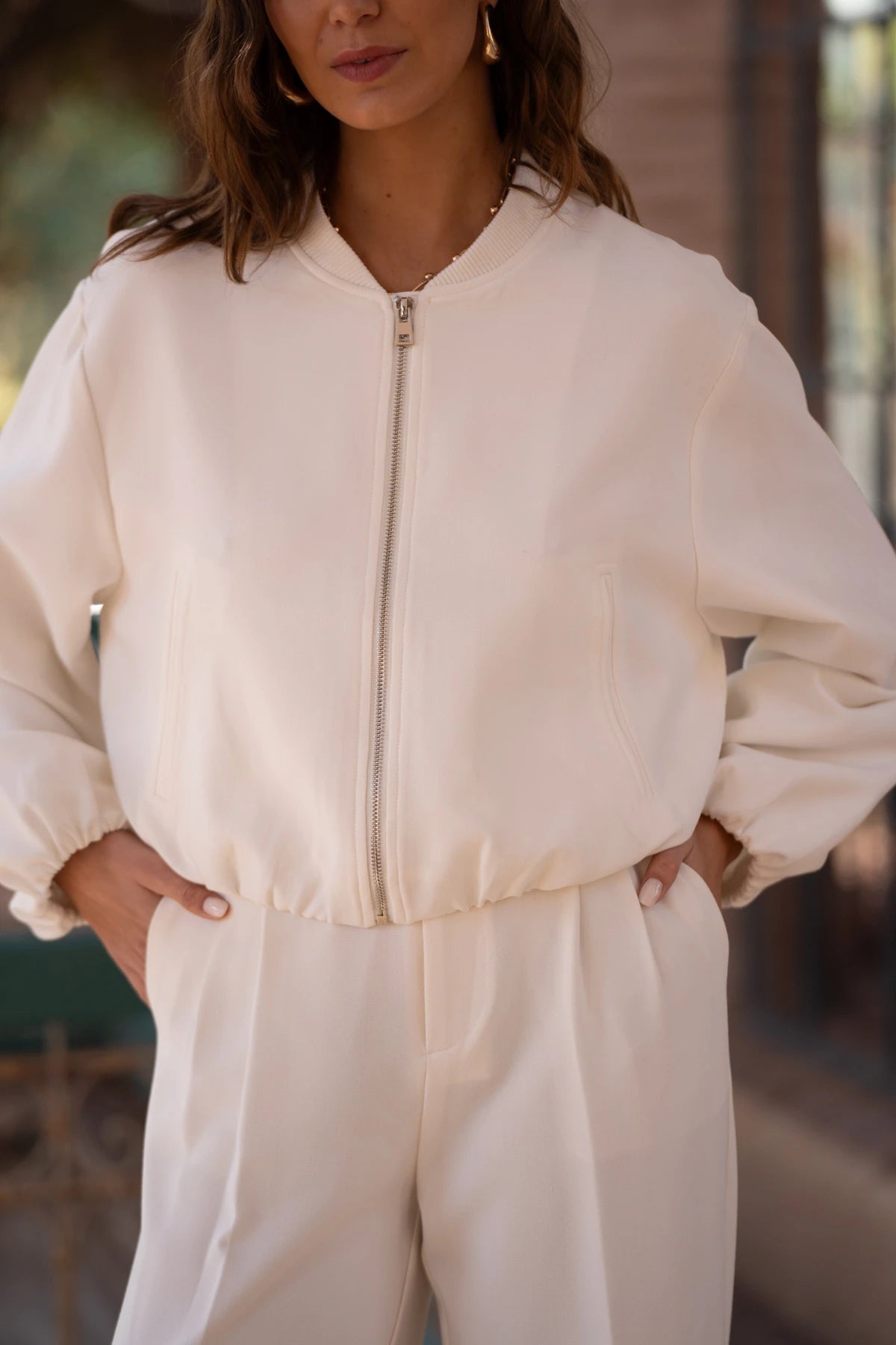 [Aura] Veste bombers cropped col bord-côte